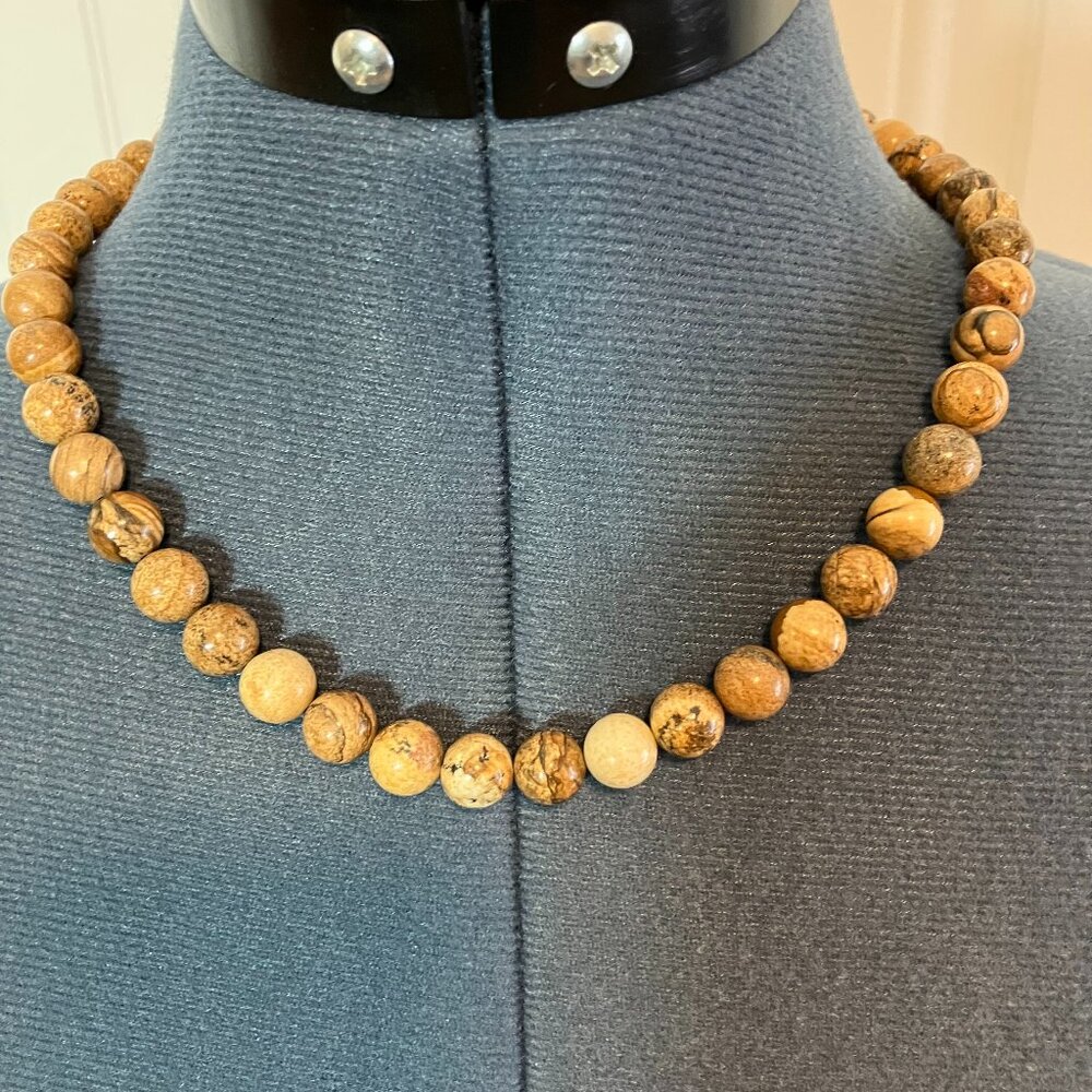 Handcrafted Picture Jasper Necklace (20" Long)
